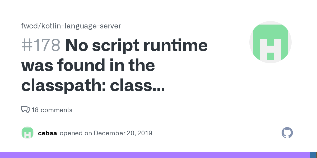 No script runtime was found in the classpath class 'kotlin.script