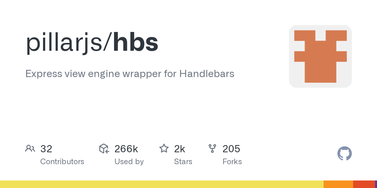 GitHub pillarjs/hbs Express view engine wrapper for Handlebars