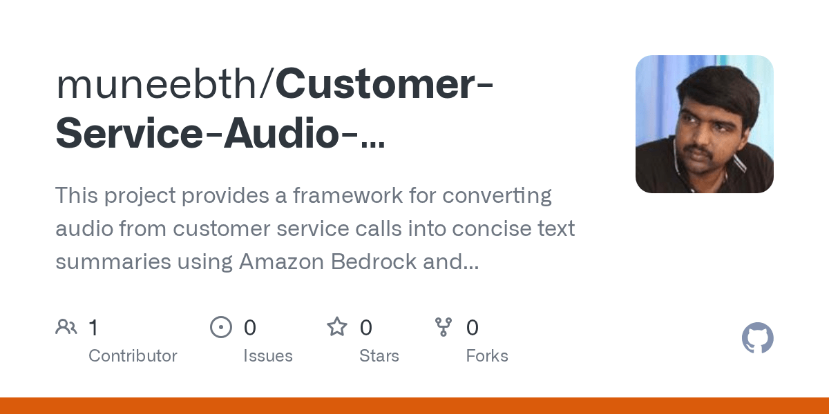 GitHub muneebth/CustomerServiceAudioSummarizationUsingAmazon