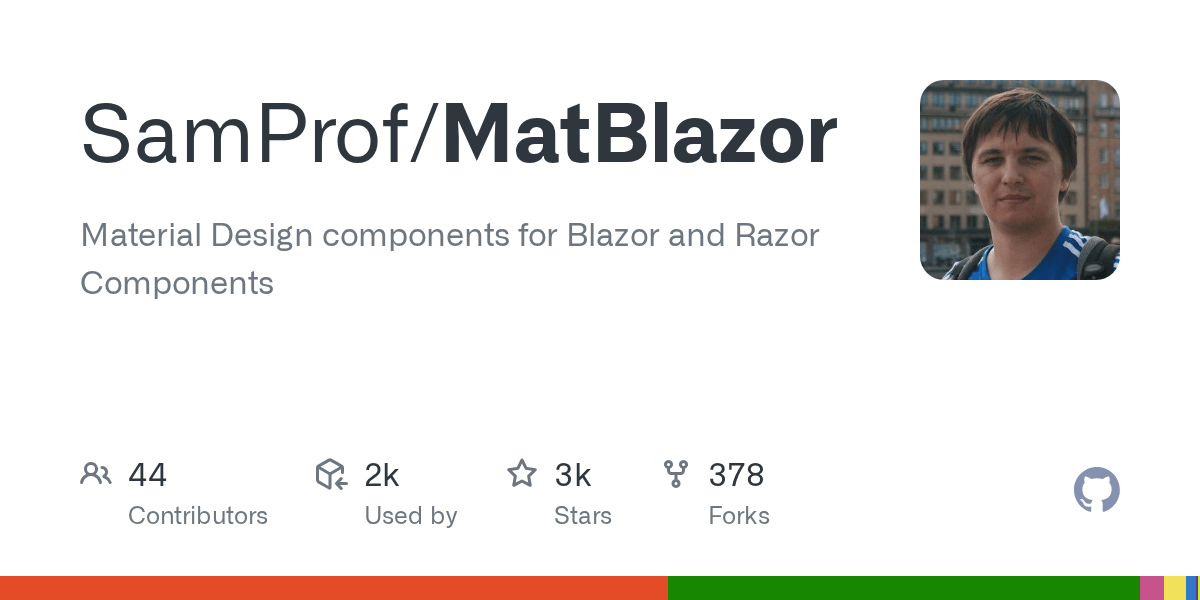 GitHub SamProf/MatBlazor Material Design components for Blazor and