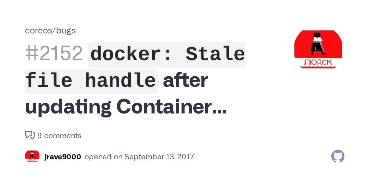 `docker Stale file handle` after updating Container Linux to alpha