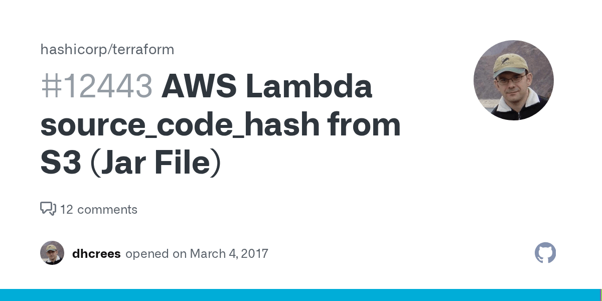 AWS Lambda source_code_hash from S3 (Jar File) · Issue 12443