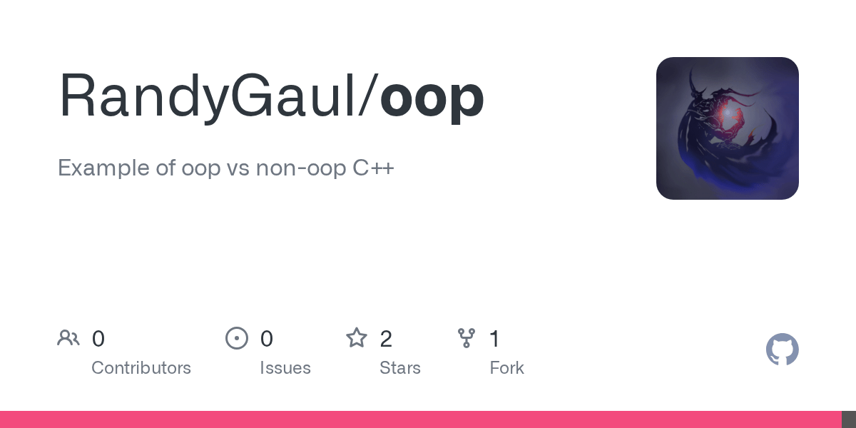 GitHub RandyGaul/oop Example of oop vs nonoop C++