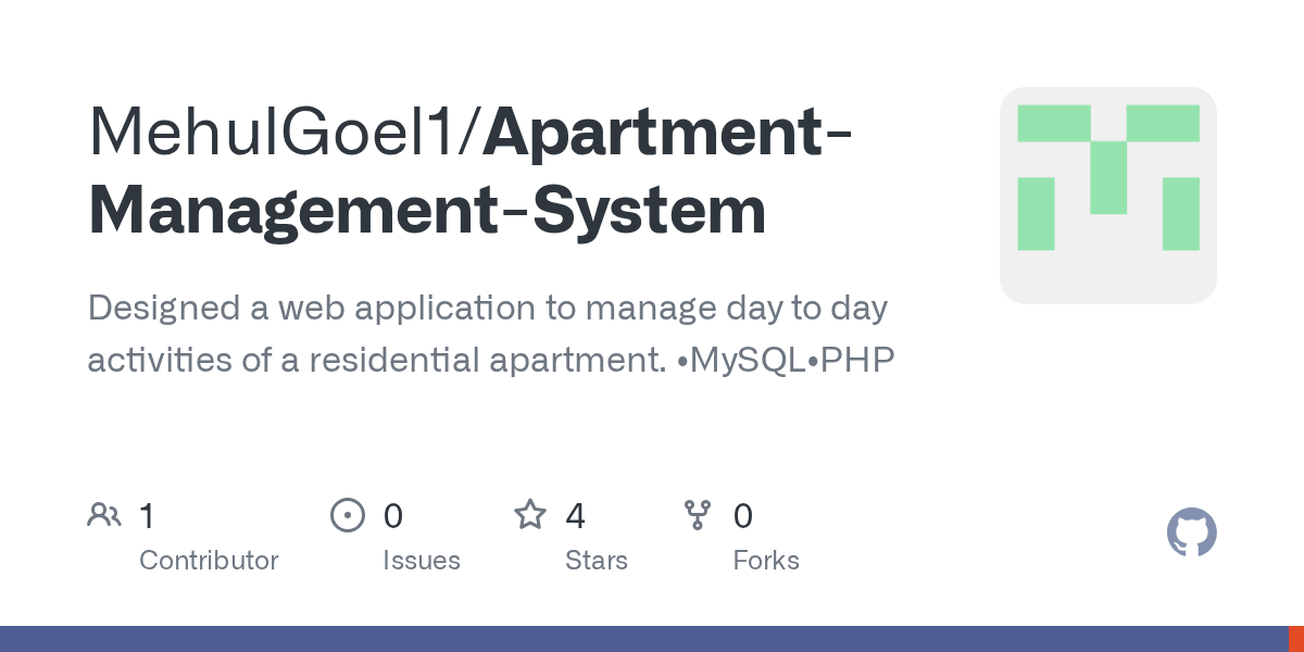 GitHub MehulGoel1/ApartmentManagementSystem Designed a web