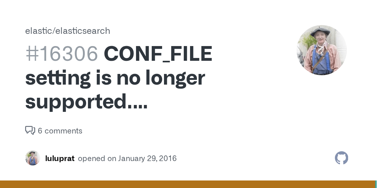 CONF_FILE setting is no longer supported. elasticsearch.yml must be