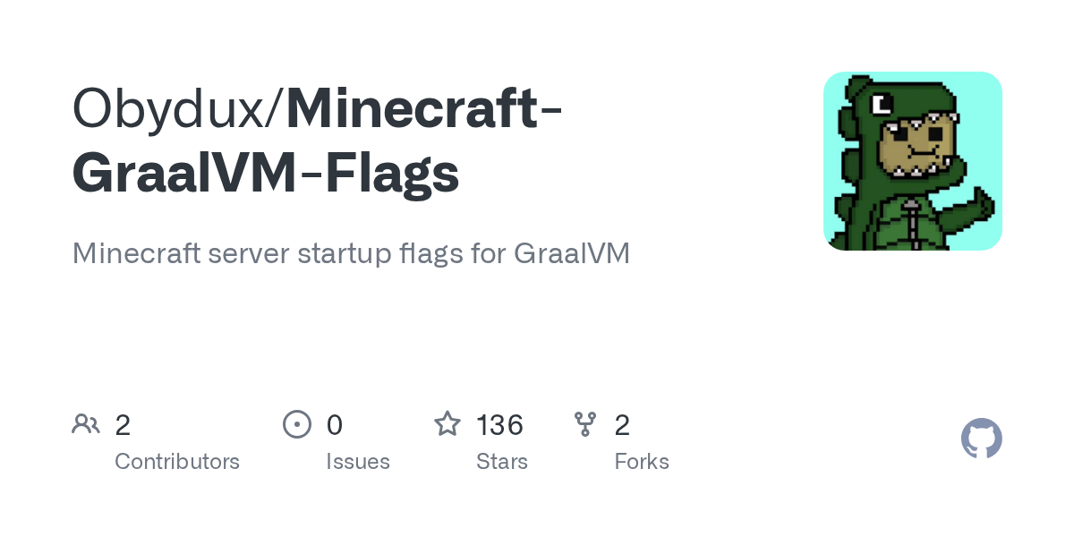 GitHub Obydux/MinecraftGraalVMFlags Minecraft server jar startup