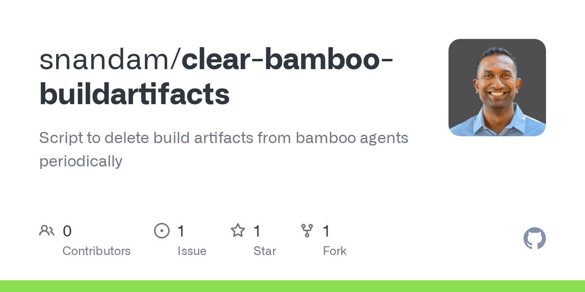 GitHub snandam/clearbamboobuildartifacts Script to delete build