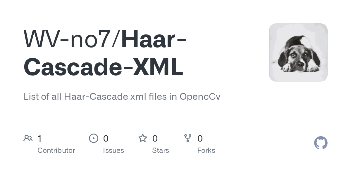 GitHub WVno7/HaarCascadeXML List of all HaarCascade xml files in
