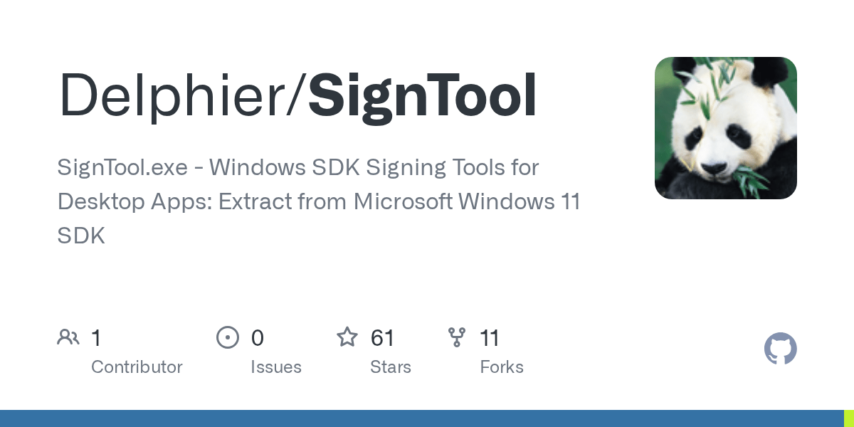 GitHub Delphier/SignTool SignTool.exe Windows SDK Signing Tools