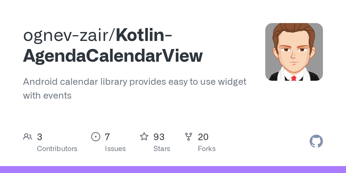 GitHub ognevzair/KotlinAgendaCalendarView Android calendar library