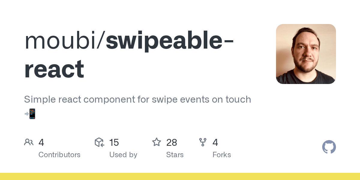 GitHub moubi/swipeablereact Simple react component for swipe events
