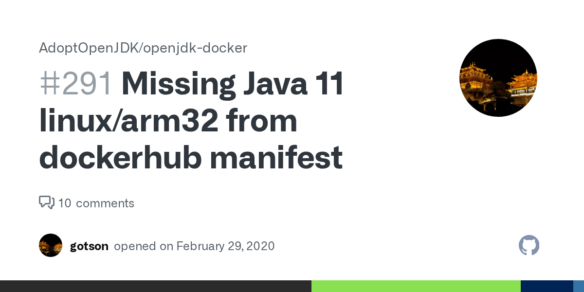 Missing Java 11 linux/arm32 from dockerhub manifest · Issue 291