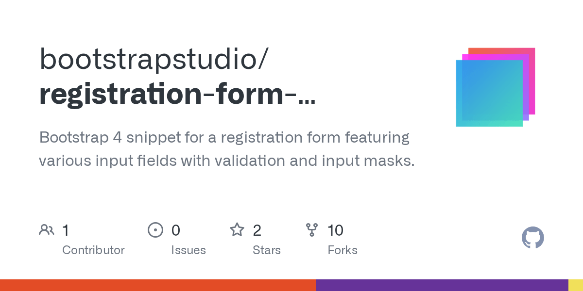 GitHub bootstrapstudio/registrationformbootstrapsnippet Bootstrap