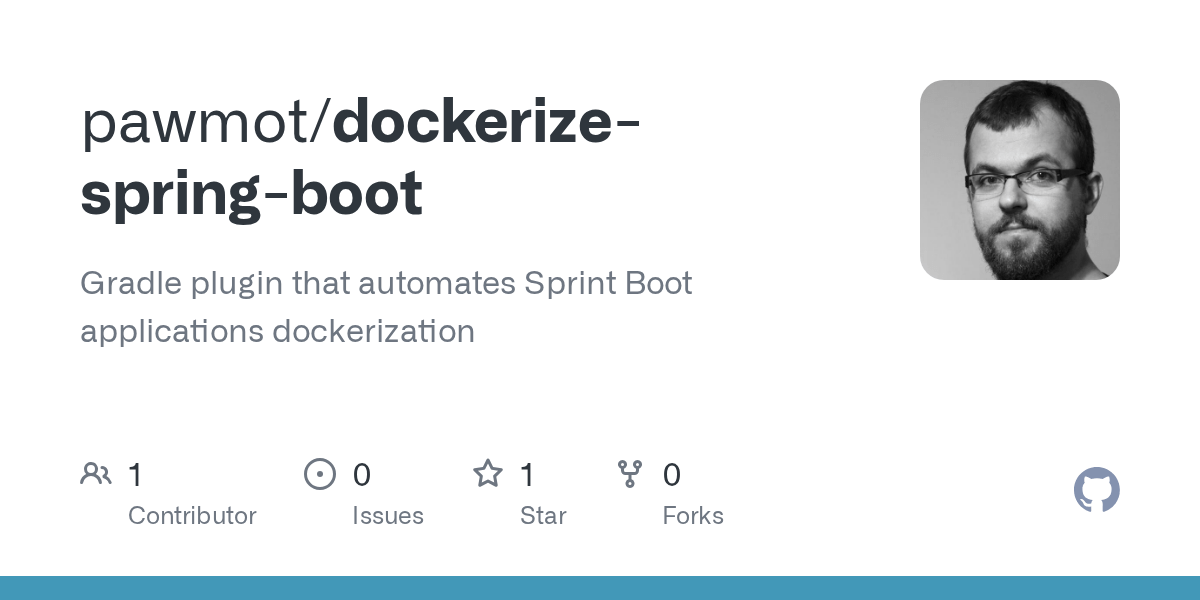 GitHub pawmot/dockerizespringboot Gradle plugin that automates