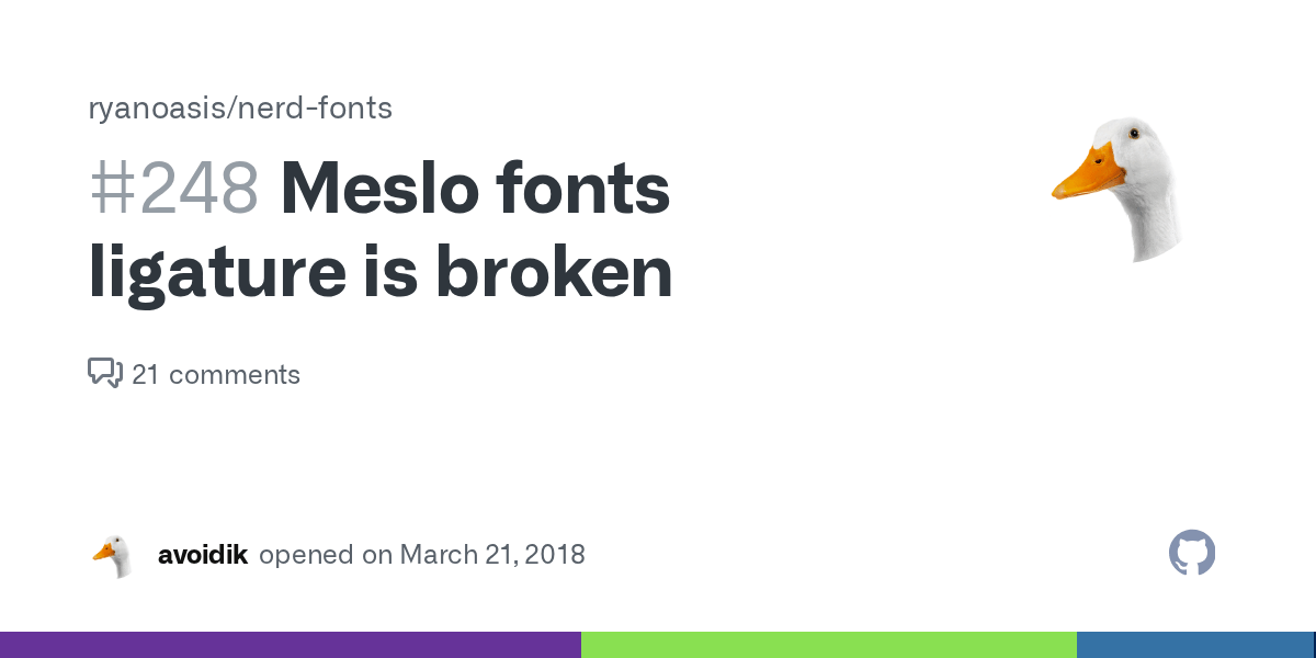 Meslo fonts ligature is broken · Issue 248 · ryanoasis/nerdfonts · GitHub
