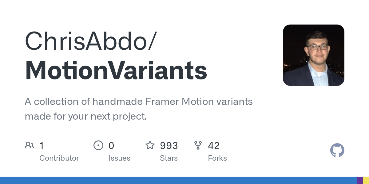 GitHub ChrisAbdo/MotionVariants A collection of handmade Framer