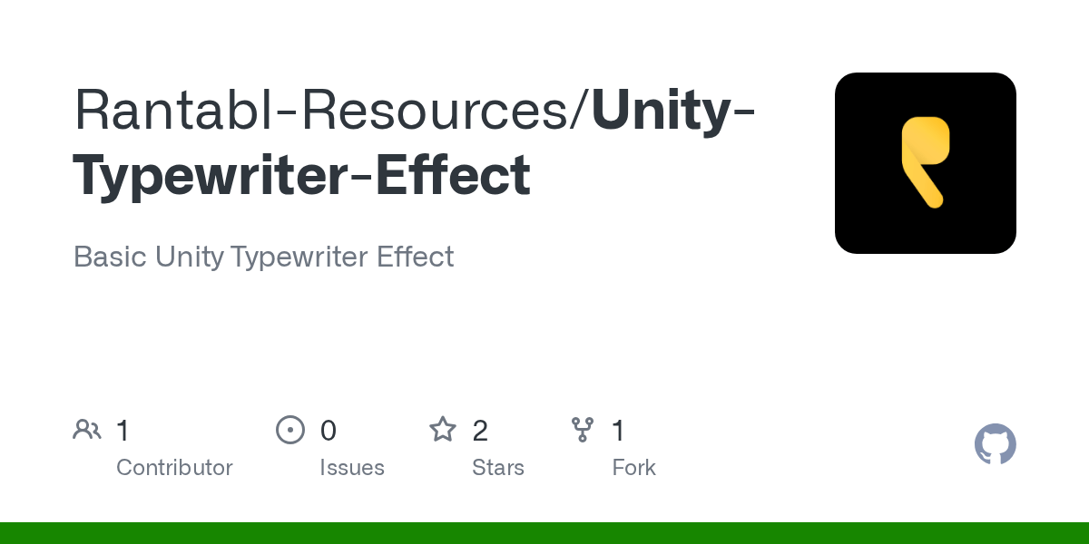 GitHub RantablResources/UnityTypewriterEffect Basic Unity