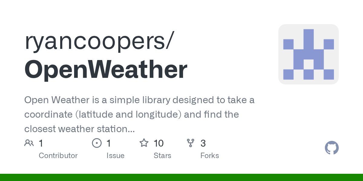 GitHub rooper149/OpenWeather Open Weather is a simple library