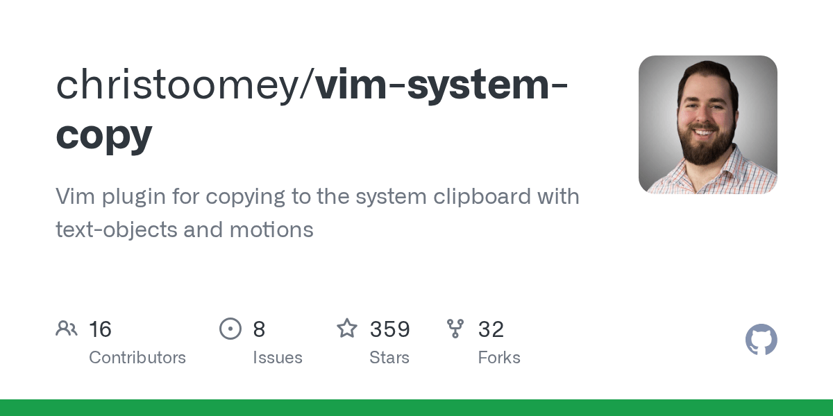 GitHub christoomey/vimsystemcopy Vim plugin for copying to the
