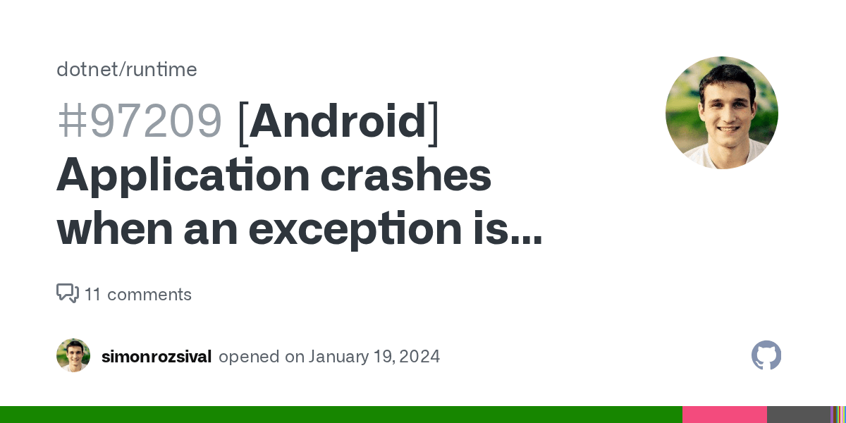 [Android] Application crashes when an exception is thrown after running