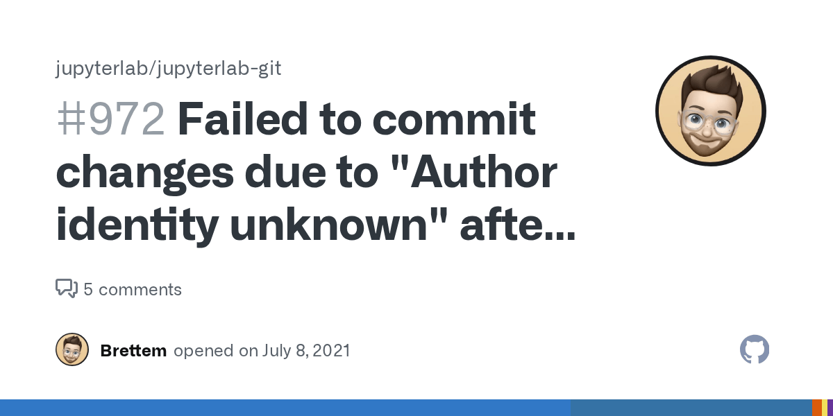 Failed to commit changes due to "Author identity unknown" after setting