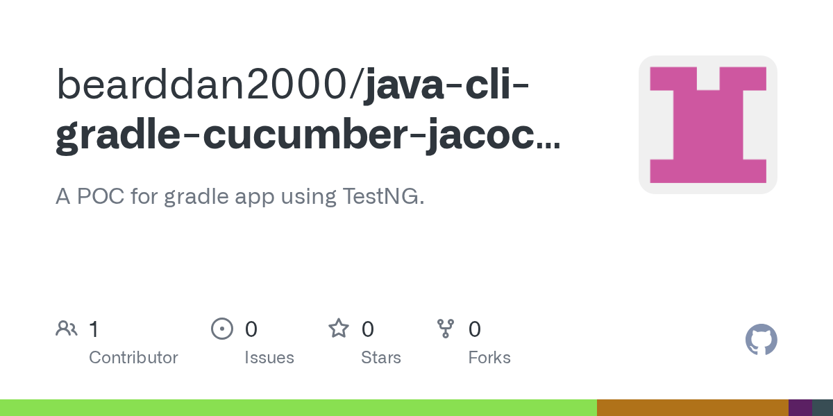 GitHub bearddan2000/javacligradlecucumberjacocotestngtesthelloworld A POC for gradle