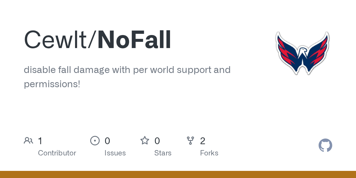 GitHub Cewlt/NoFall disable fall damage with per world support and