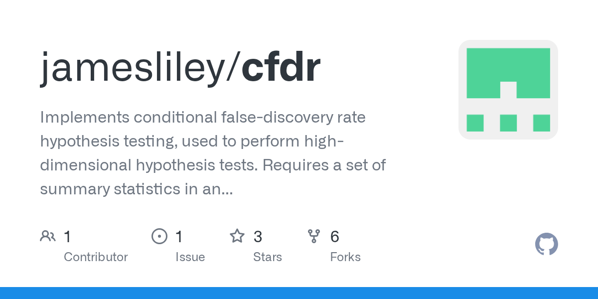 GitHub jamesliley/cfdr Implements conditional falsediscovery rate