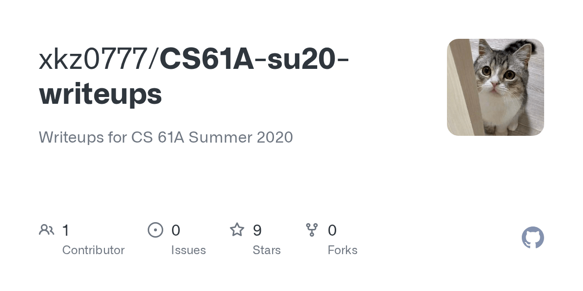 GitHub xkz0777/CS61Asu20writeups Writeups for CS 61A Summer 2020