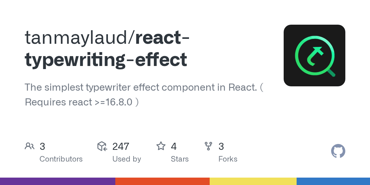 GitHub tanmaylaud/reacttypewritingeffect The simplest typewriter
