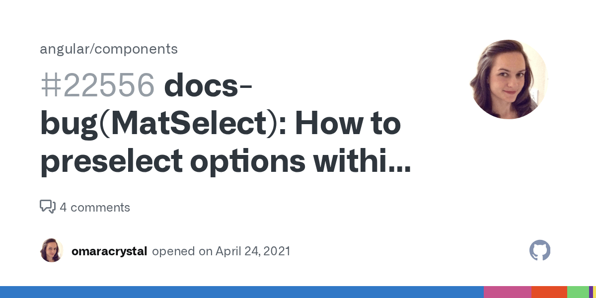 docsbug(MatSelect) How to preselect options within a multi or single