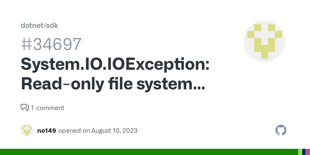 System.IO.IOException Readonly file system when running "workload