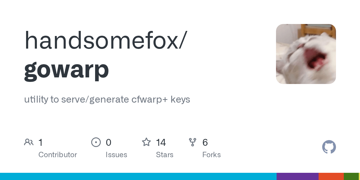 GitHub handsomefox/gowarp Simple app to create Cloudflare WARP+ key