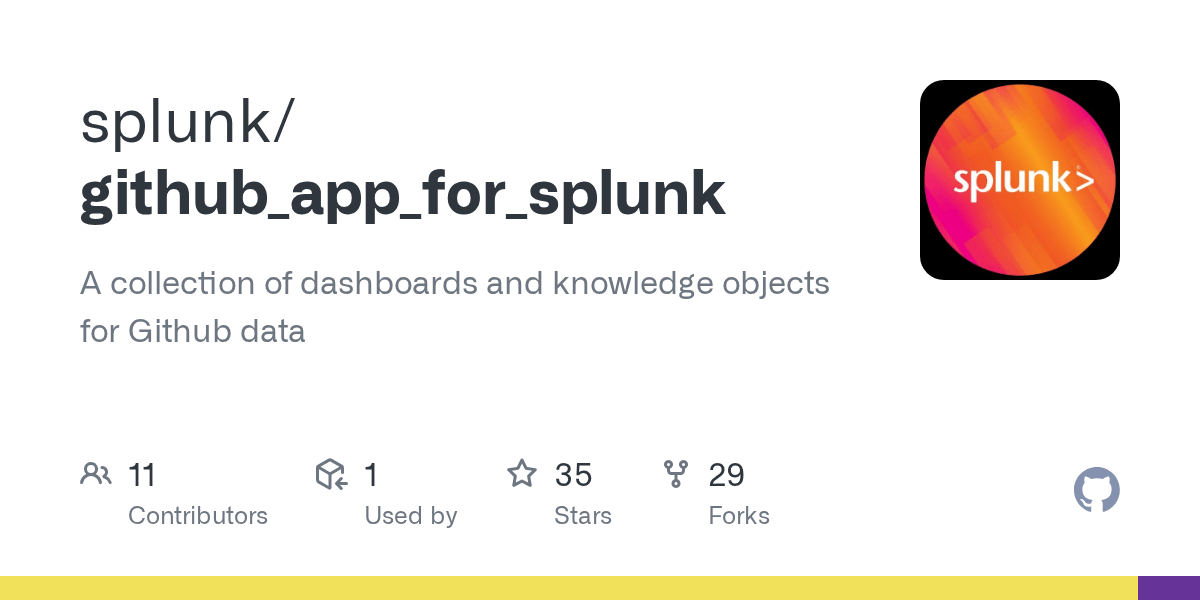 GitHub splunk/github_app_for_splunk A collection of dashboards and