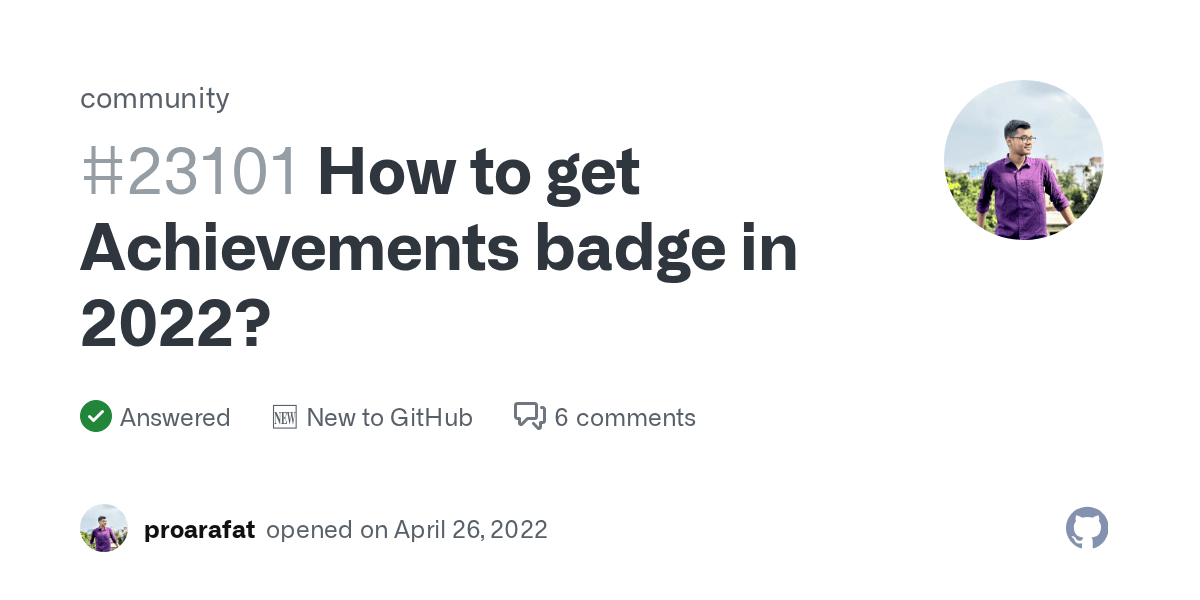 How to get Achievements badge in 2022? · community · Discussion 23101
