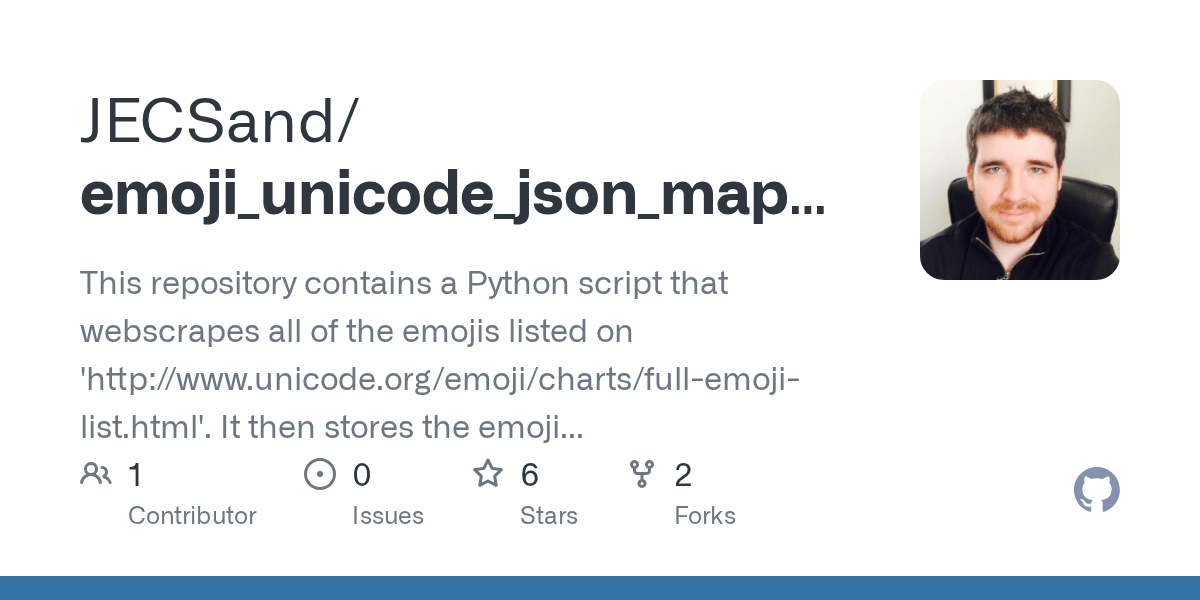 GitHub JECSand/emoji_unicode_json_mapping This repository contains a Python script that