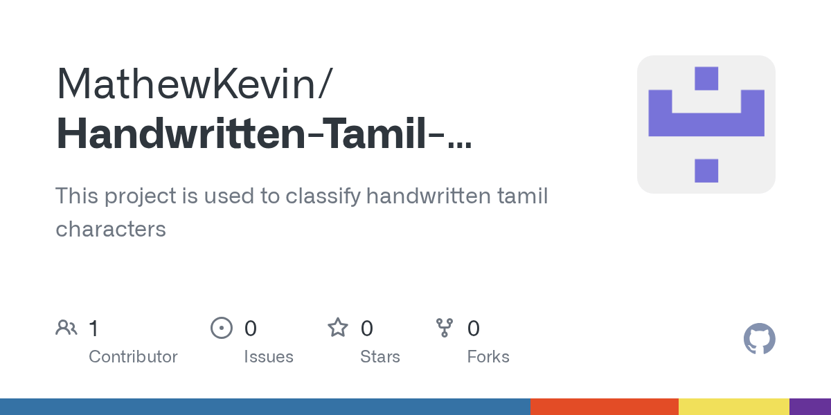 GitHub MathewKevin/HandwrittenTamilCharacterRecognition This