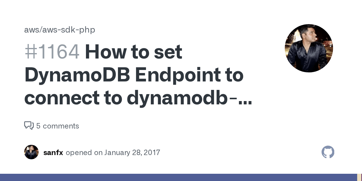How to set DynamoDB Endpoint to connect to dynamodblocal? · Issue