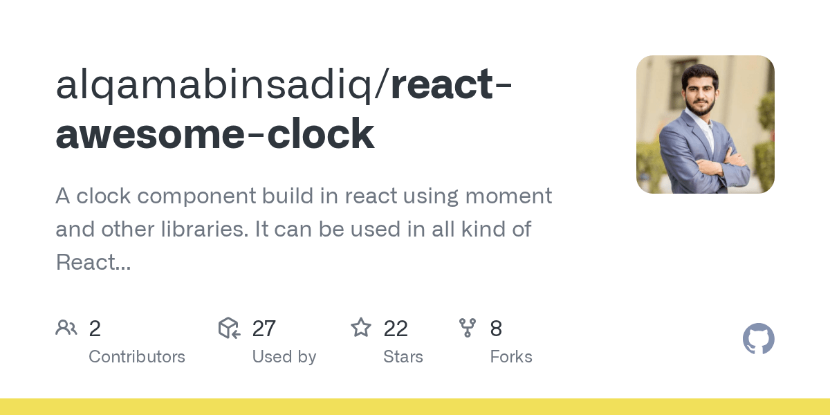 GitHub alqamabinsadiq/reactawesomeclock A clock component build in