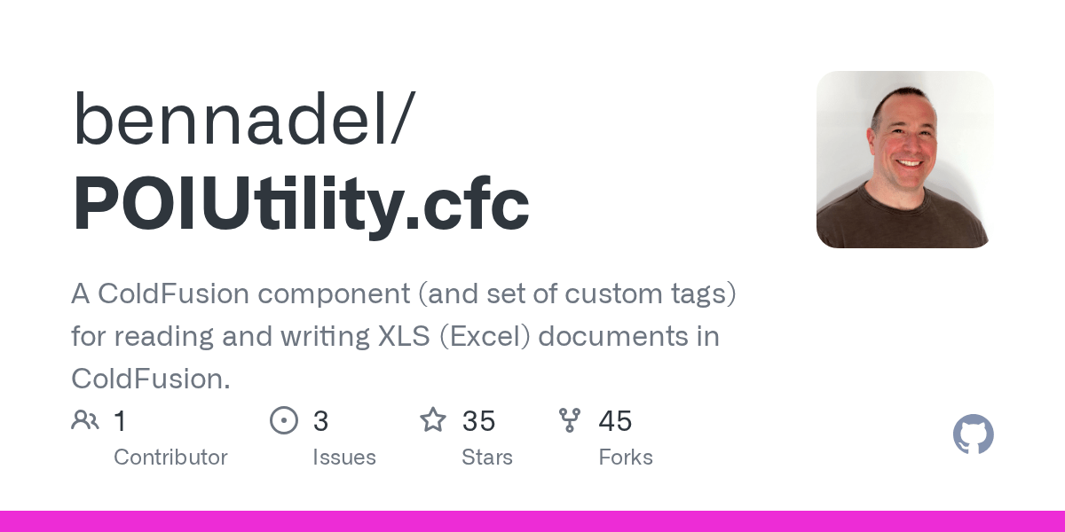 GitHub bennadel/POIUtility.cfc A ColdFusion component (and set of