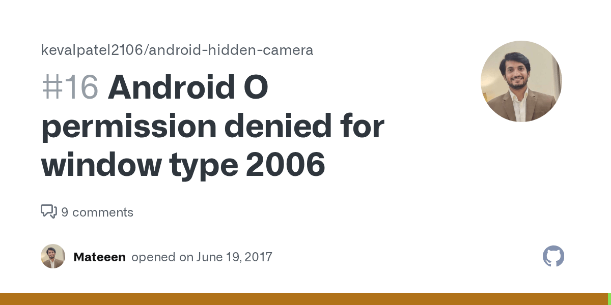 Android O permission denied for window type 2006 · Issue 16