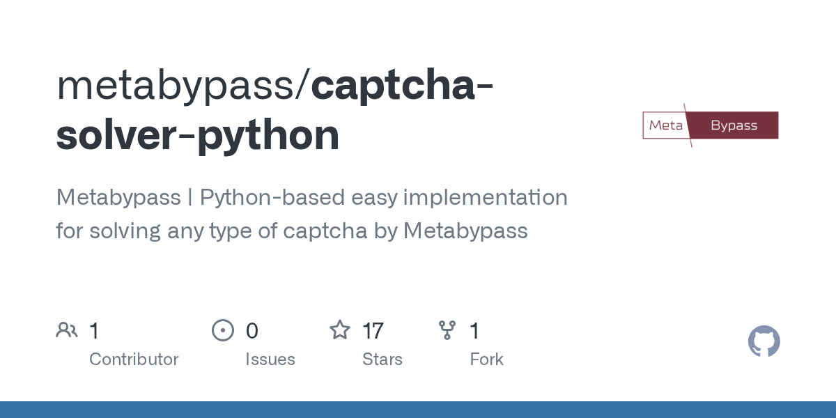 GitHub metabypass/captchasolverpython Metabypass Pythonbased