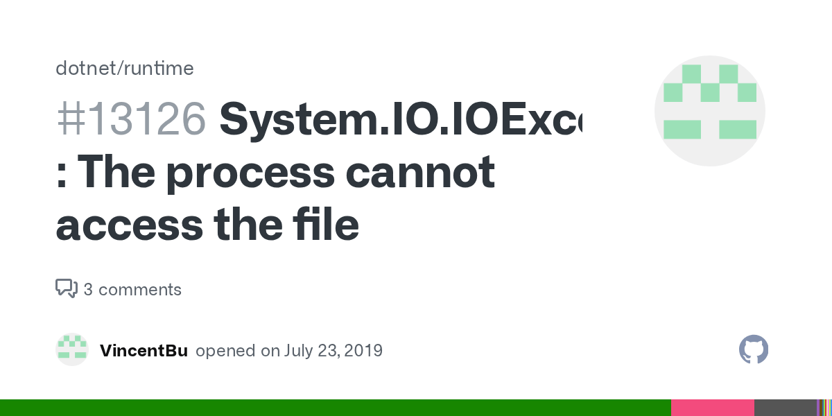 System.IO.IOException The process cannot access the file · Issue