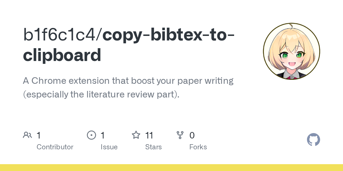 GitHub b1f6c1c4/copybibtextoclipboard A Chrome extension that