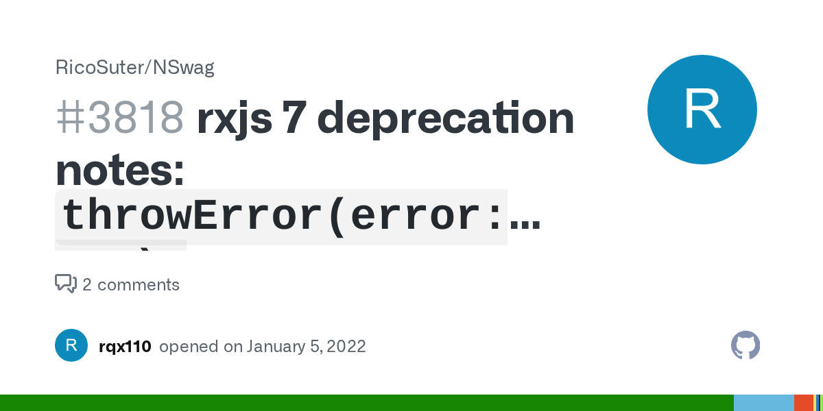 rxjs 7 deprecation notes `throwError(error any) Observable ` is