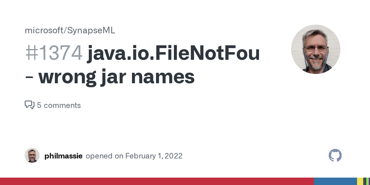 java.io.FileNotFoundException wrong jar names · Issue 1374 · microsoft/SynapseML · GitHub