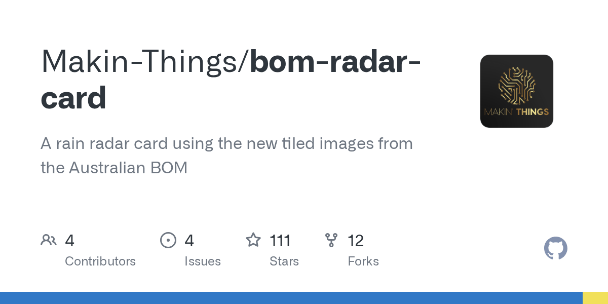 GitHub MakinThings/bomradarcard A rain radar card using the new