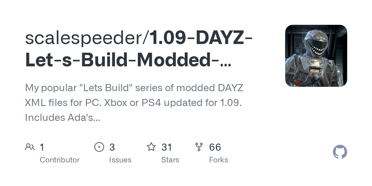 GitHub scalespeeder/1.09DAYZLetsBuildModdedXmlFilesChernarus