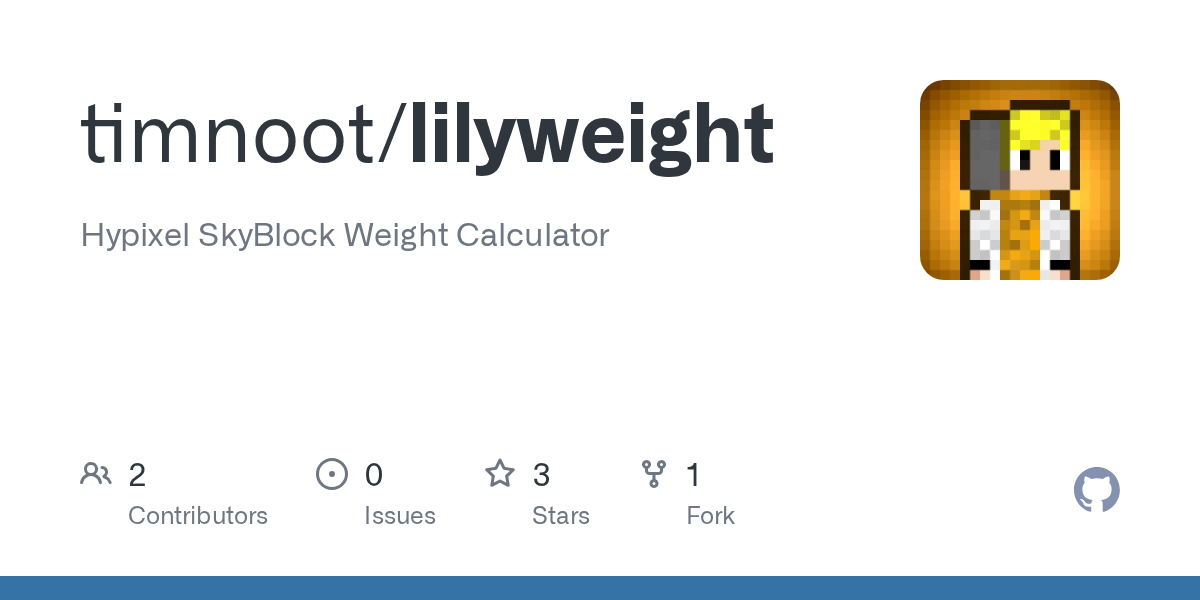 GitHub timnoot/lilyweight Hypixel SkyBlock Weight Calculator