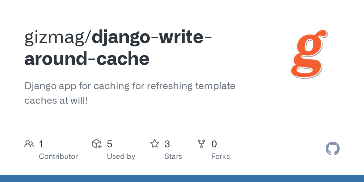 GitHub gizmag/djangowritearoundcache Django app for caching for